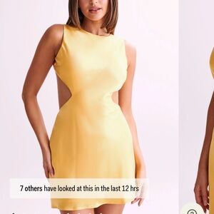 Meshki Yellow Sheath Cocktail Dress Mock Neck Sleeveless